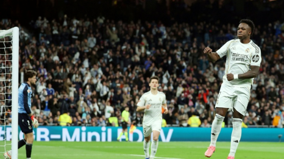 Vinicius bags brace as Real Madrid take Liga lead, end Sociedad run
