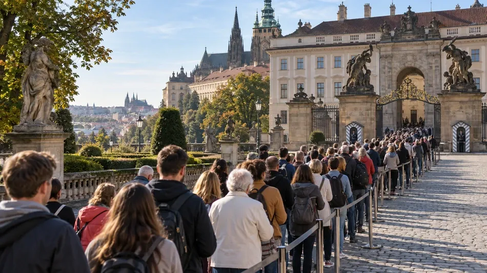 Korunovačn&iacute; klenoty přil&aacute;kaly na Pražsk&yacute; hrad dlouh&eacute; fronty