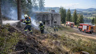 Hasiči nacvič&iacute; v Orlick&yacute;ch hor&aacute;ch z&aacute;sah proti rozs&aacute;hl&eacute;mu lesn&iacute;mu pož&aacute;ru